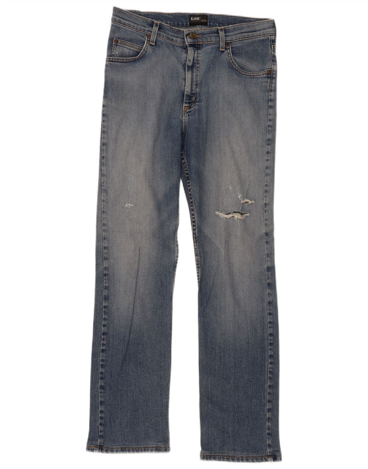 Lee Herren Brooklyn Distressed Straight Jeans W33 L34 Blaue Baumwolle