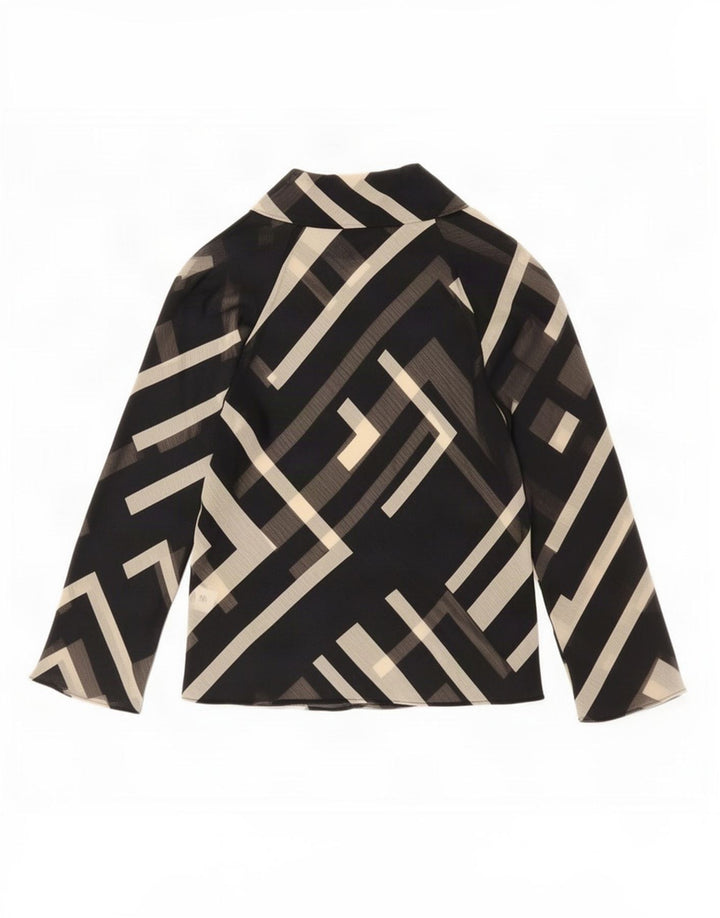 Zara Damen-Blusenoberteil UK 10 Small Schwarz Geometrisch Polyester