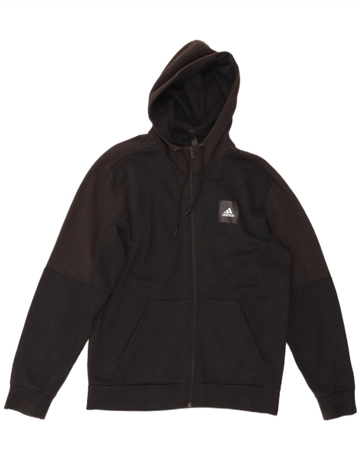 ADIDAS Herren-Kapuzenpullover mit Reißverschluss, groß, schwarze Baumwolle