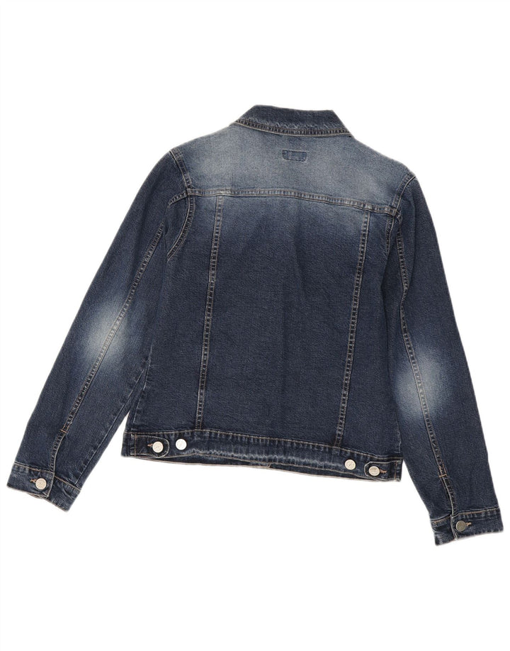 Vintage Damen Jeansjacke UK 10 Kleine blaue Baumwolle