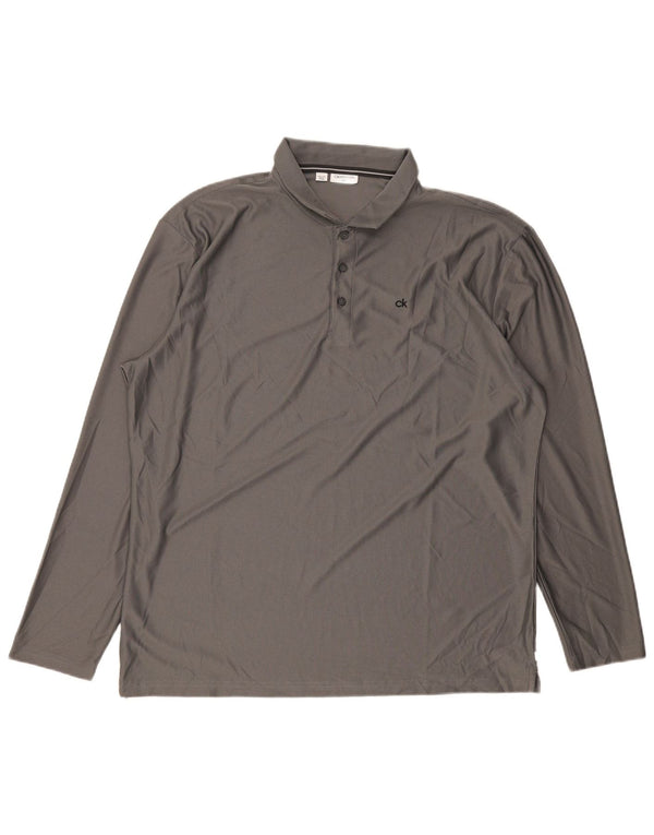 Calvin Klein Herren Golf Langarm-Poloshirt mit normaler Passform 2XL Grau