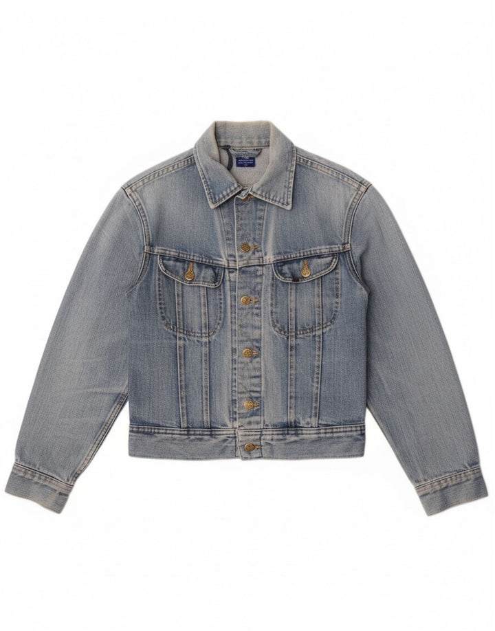 Lee Damen Crop Denim Jacke UK 12 Mittelblau