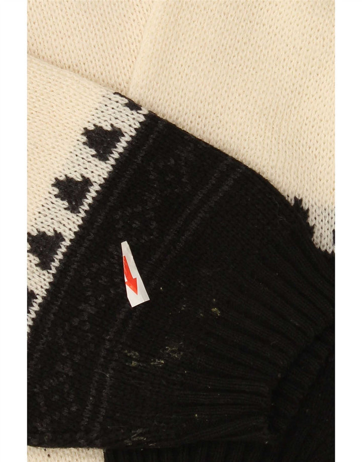 Vintage Herren-Pullover mit grafischem Reißverschluss, groß, Schwarz, Farbblock