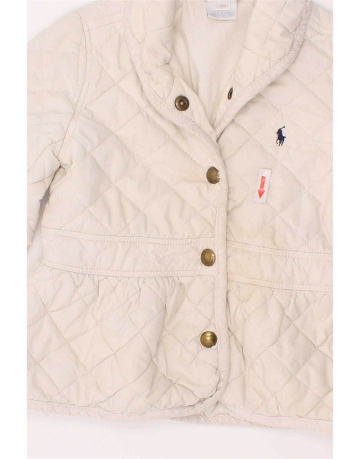 Ralph Lauren Baby-Mädchen-Steppjacke, 18–24 Monate, weißes Polyester