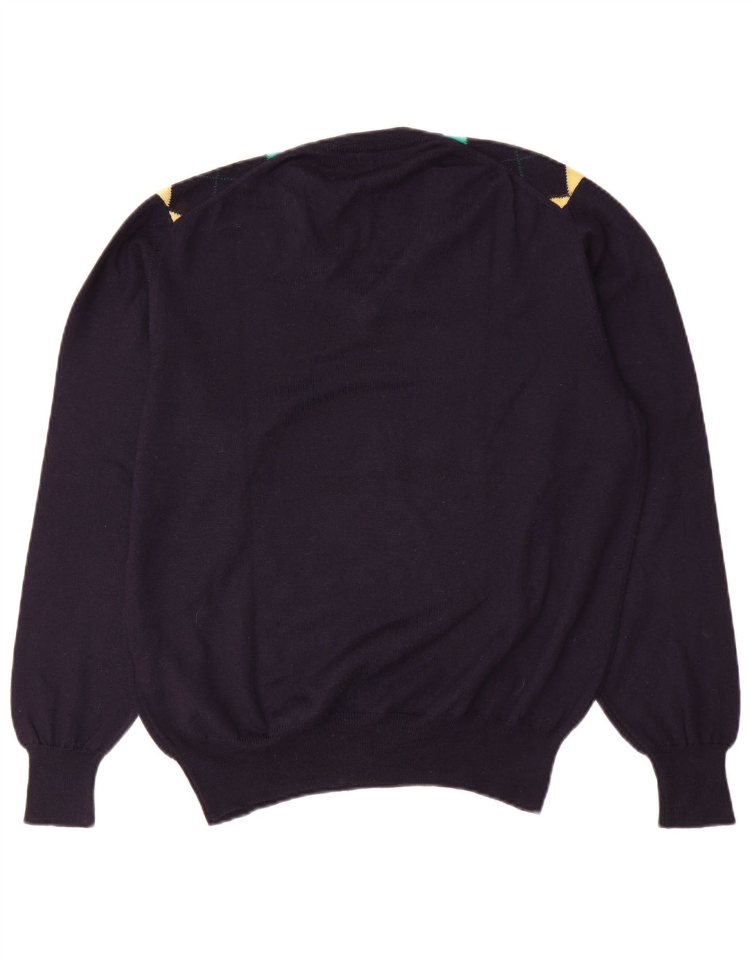 Marronetto Herren-Pullover mit V-Ausschnitt, klein, marineblau, Argyle-/Diamant-Wolle