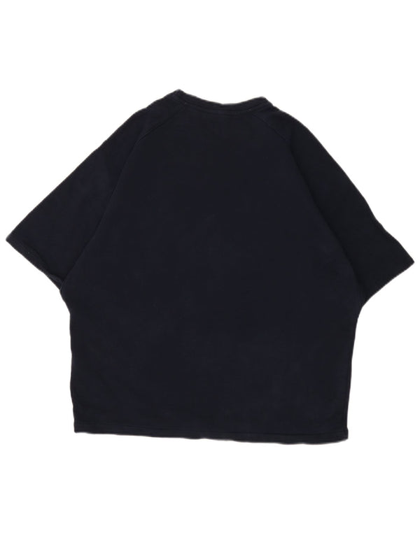 Zara Damen Trafaluc Graphic T-Shirt Top UK 14 Medium Marineblau Baumwolle