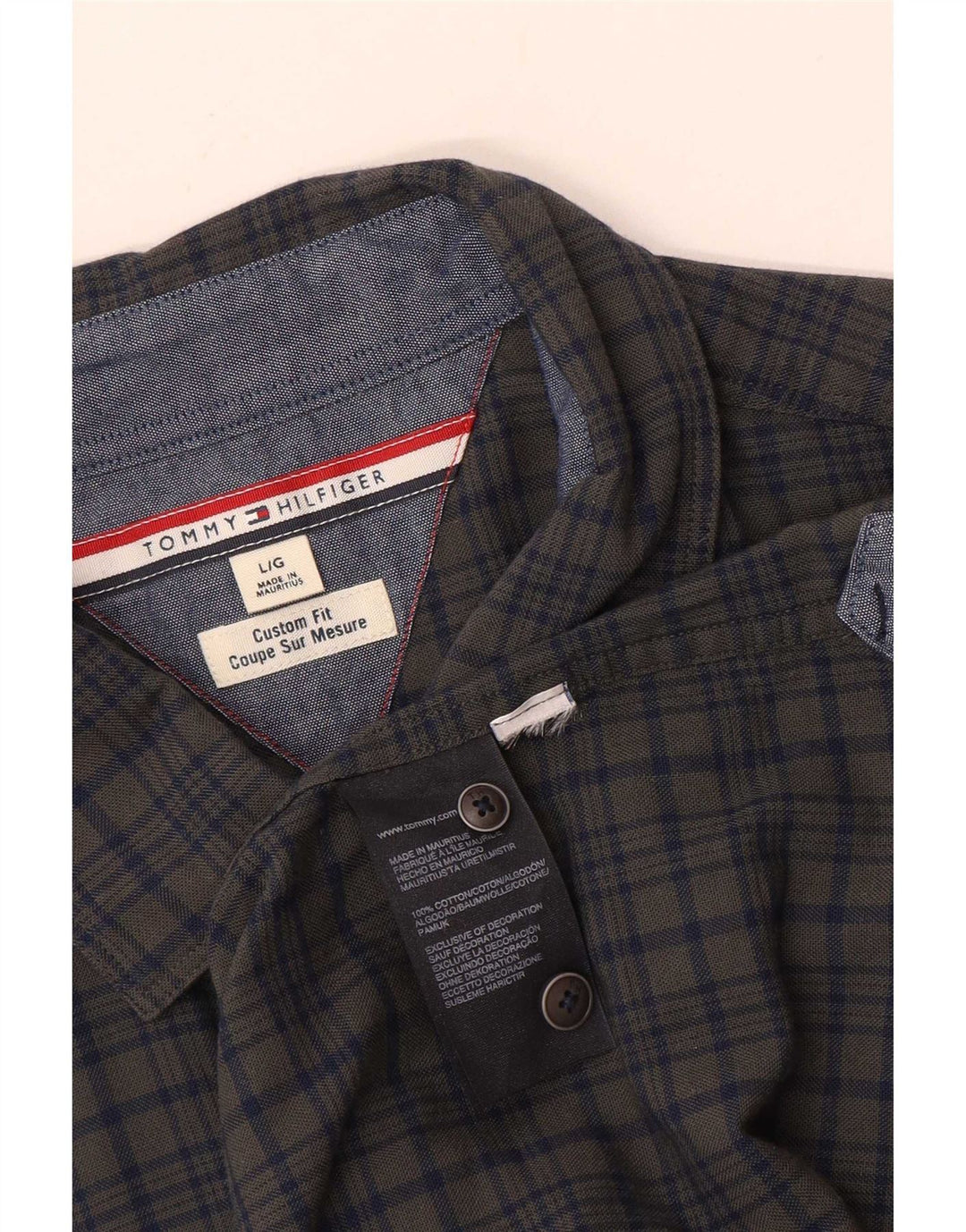 Tommy Hilfiger Herren-Hemd mit individueller Passform, groß, grau kariert, Baumwolle