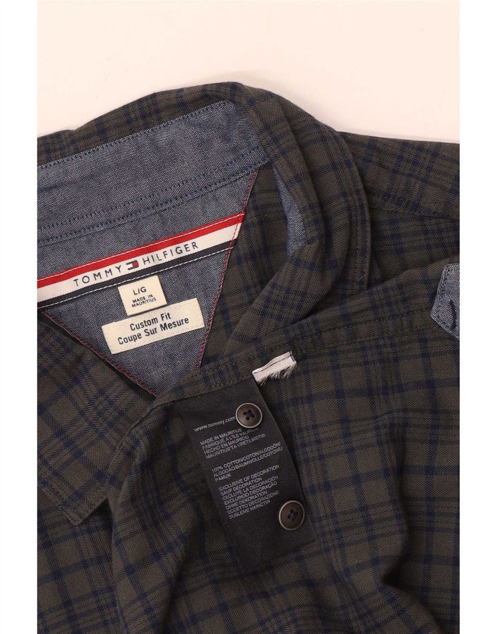 Tommy Hilfiger Herren-Hemd mit individueller Passform, groß, grau kariert, Baumwolle