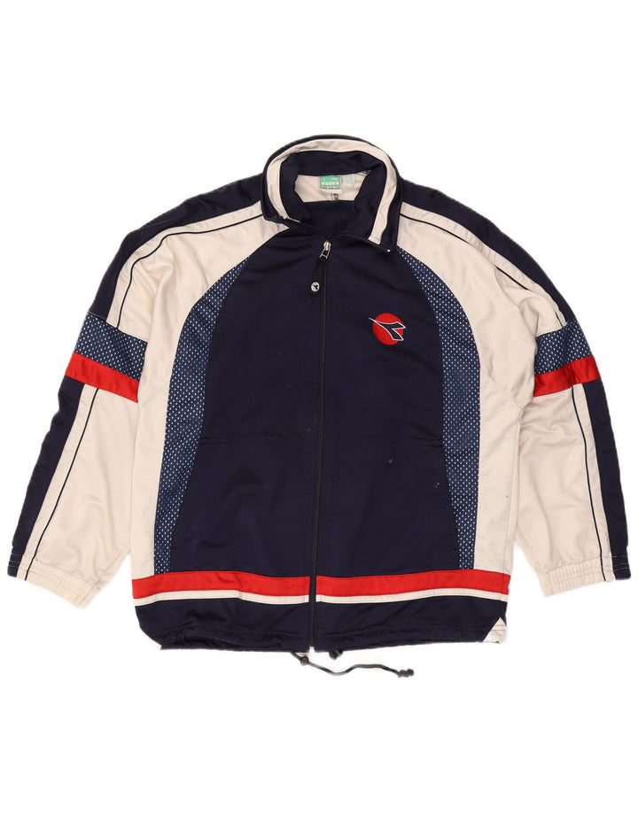 Diadora Herren-Trainingsanzug-Top-Jacke, UK-Größe 36, Größe S, Marineblau, Farbblock