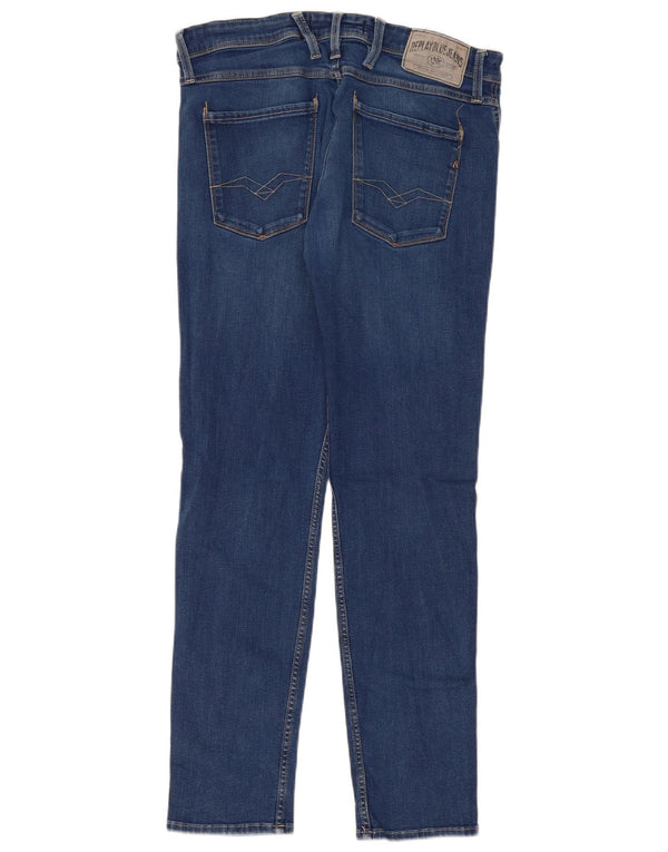 Replay Damen Anbass Slim Jeans W34 L32 Blaue Baumwolle