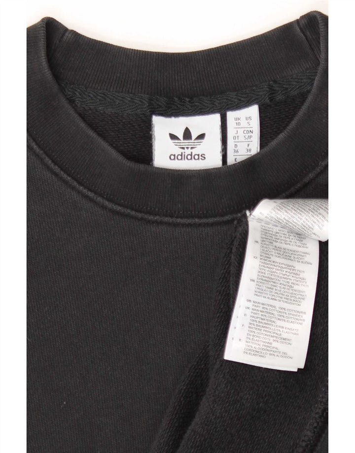 Adidas Womens Graphic Oversized Sweatshirt Pullover UK 10 Small Schwarze Baumwolle