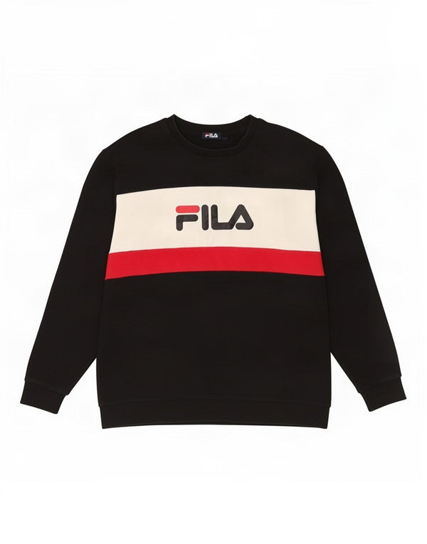 Fila Mens Graphic Sweatshirt Jumper Large Black Colourblock Cotton