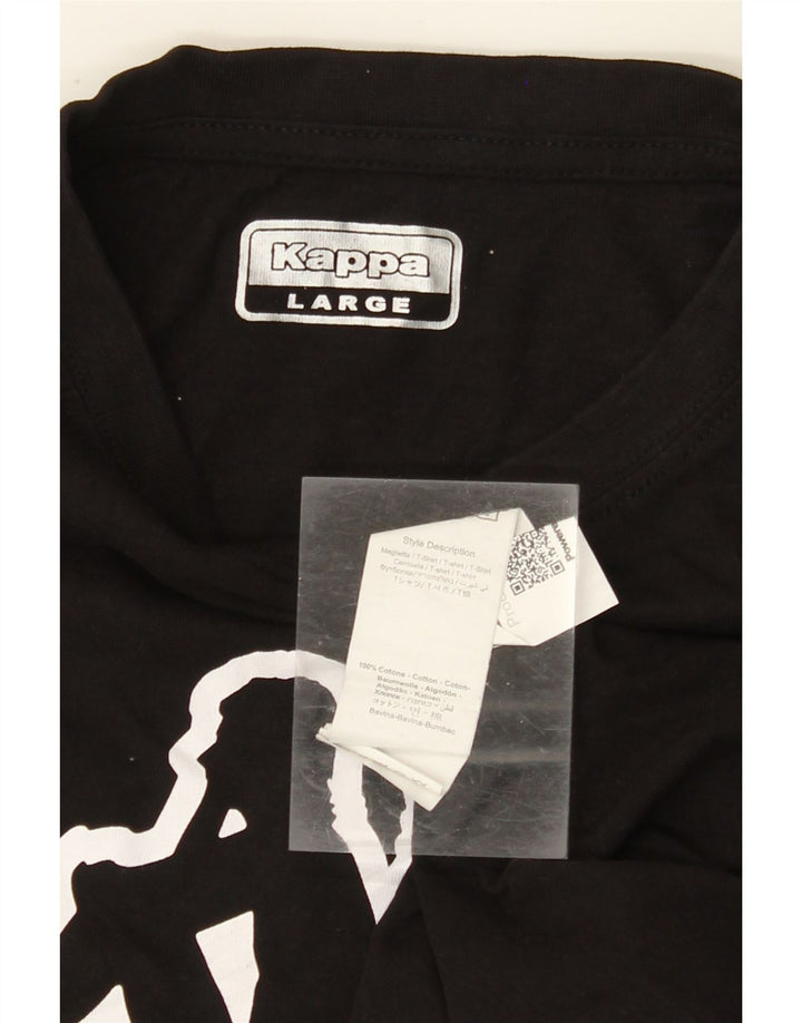 KAPPA Herren-T-Shirt mit Grafik, groß, aus schwarzer Baumwolle