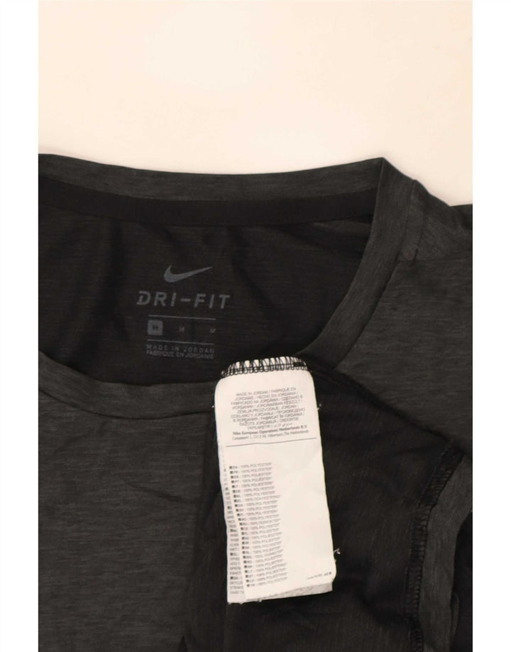 Nike Herren Dri Fit T-Shirt-Oberteil aus mittelgrau meliertem Polyester