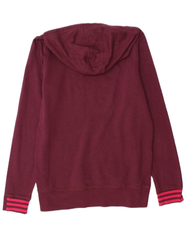 Adidas Damen Graphic Hoodie Pullover UK 12/14 Medium Burgund Baumwolle