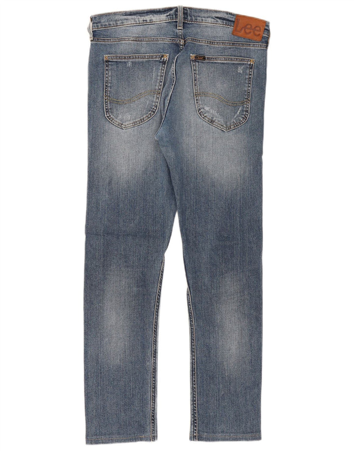 LEE Damen Luke Distressed Slim Jeans W31 L29 Blaue Baumwolle