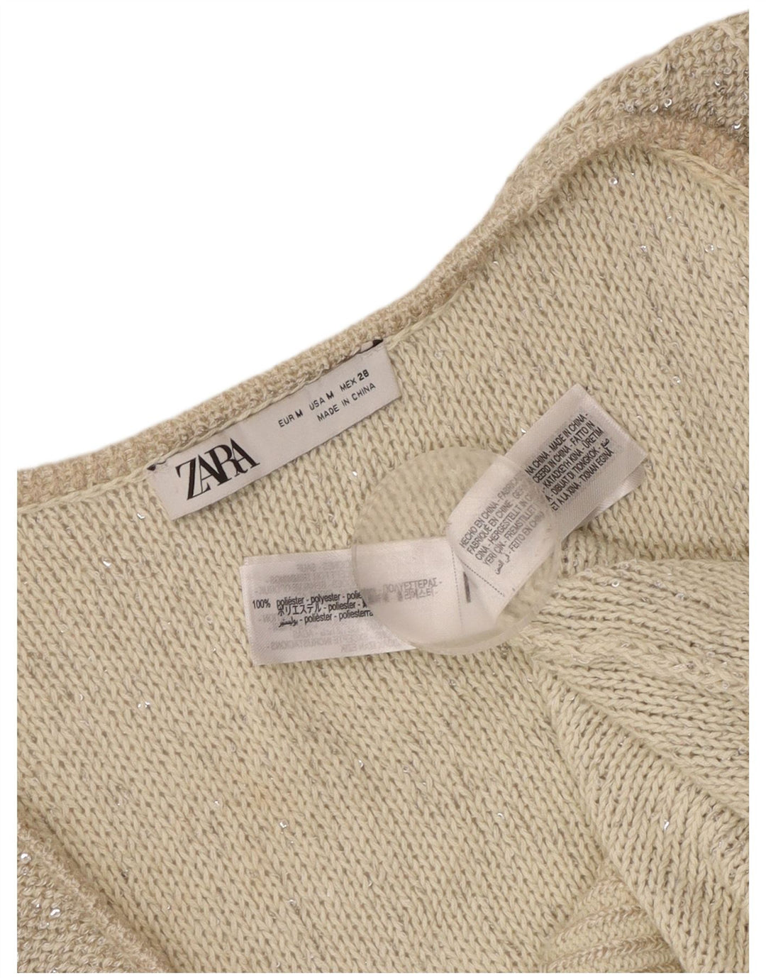 Zara Damen Strickweste Top UK 12 Mittelgraues Polyester