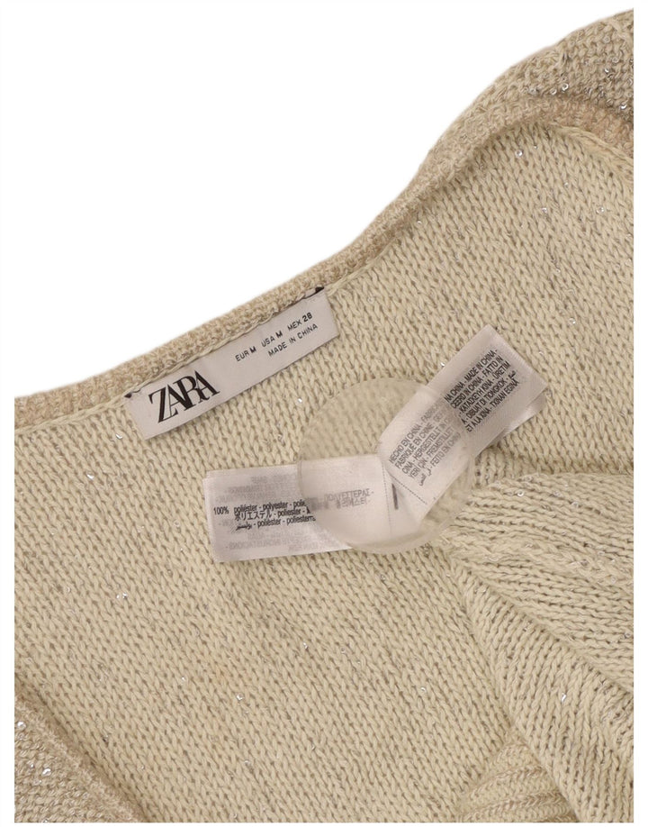 Zara Damen Strickweste Top UK 12 Mittelgraues Polyester