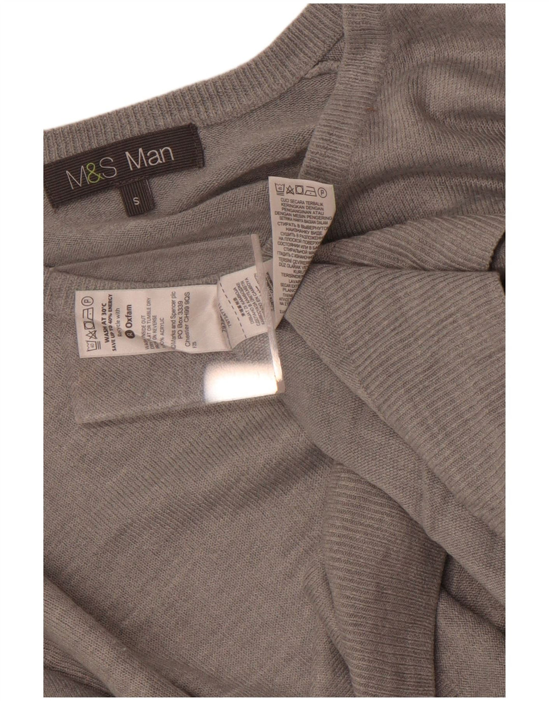 Marks & Spencer Herren-Pullover mit V-Ausschnitt, klein, Acryl, Grau
