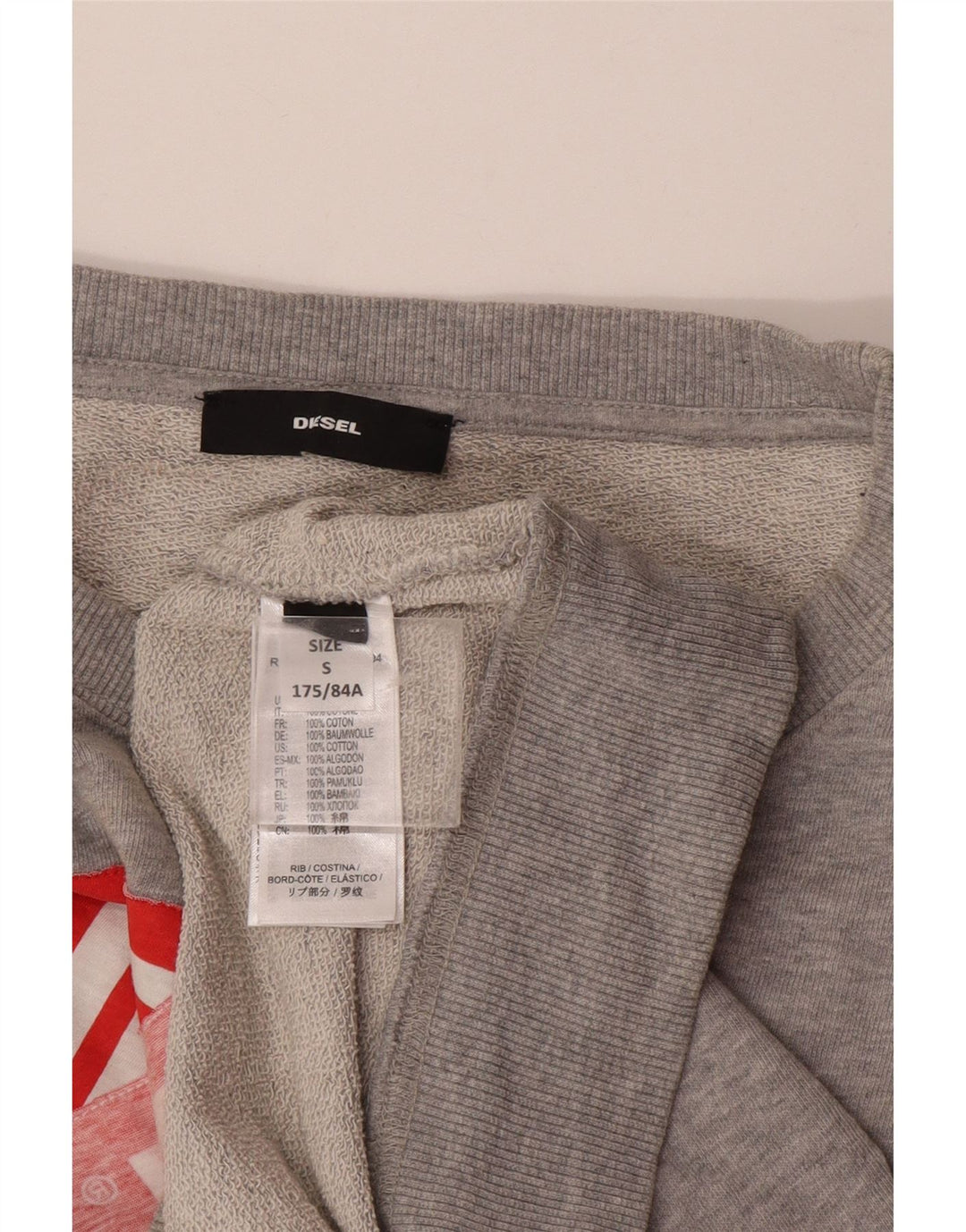 Diesel Herren-Sweatshirt mit Grafik, Größe S, graue Baumwolle