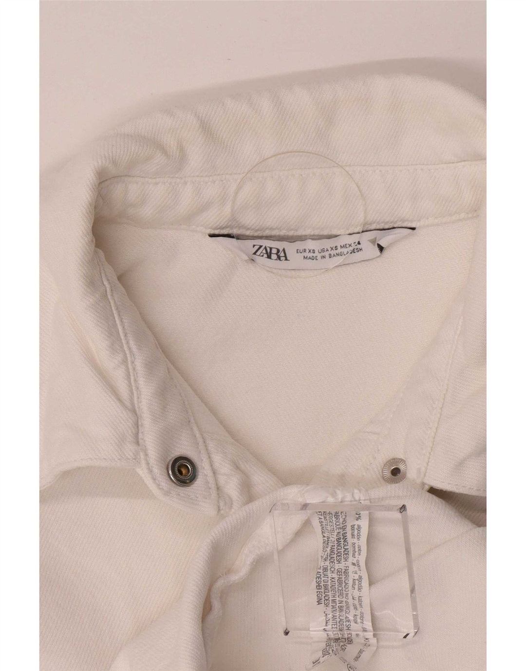 Zara Damen Übergroßes Jeanshemd UK 6 XS Weiße Baumwolle