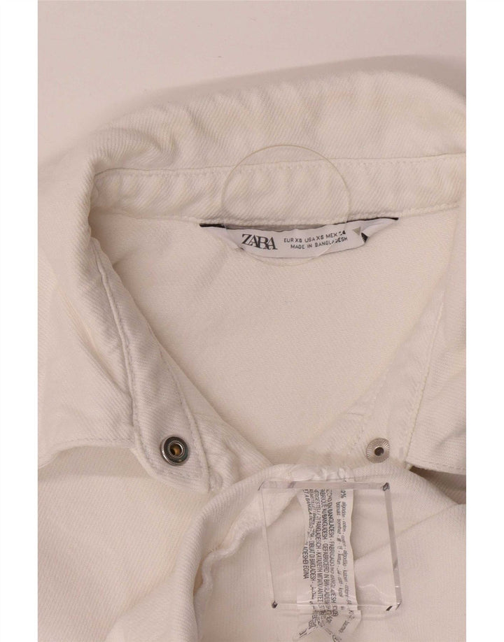 Zara Damen Übergroßes Jeanshemd UK 6 XS Weiße Baumwolle