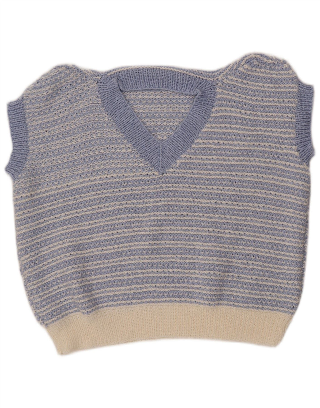 VINTAGE Damen Weste Tank Top UK 18 XL Blau gestreift