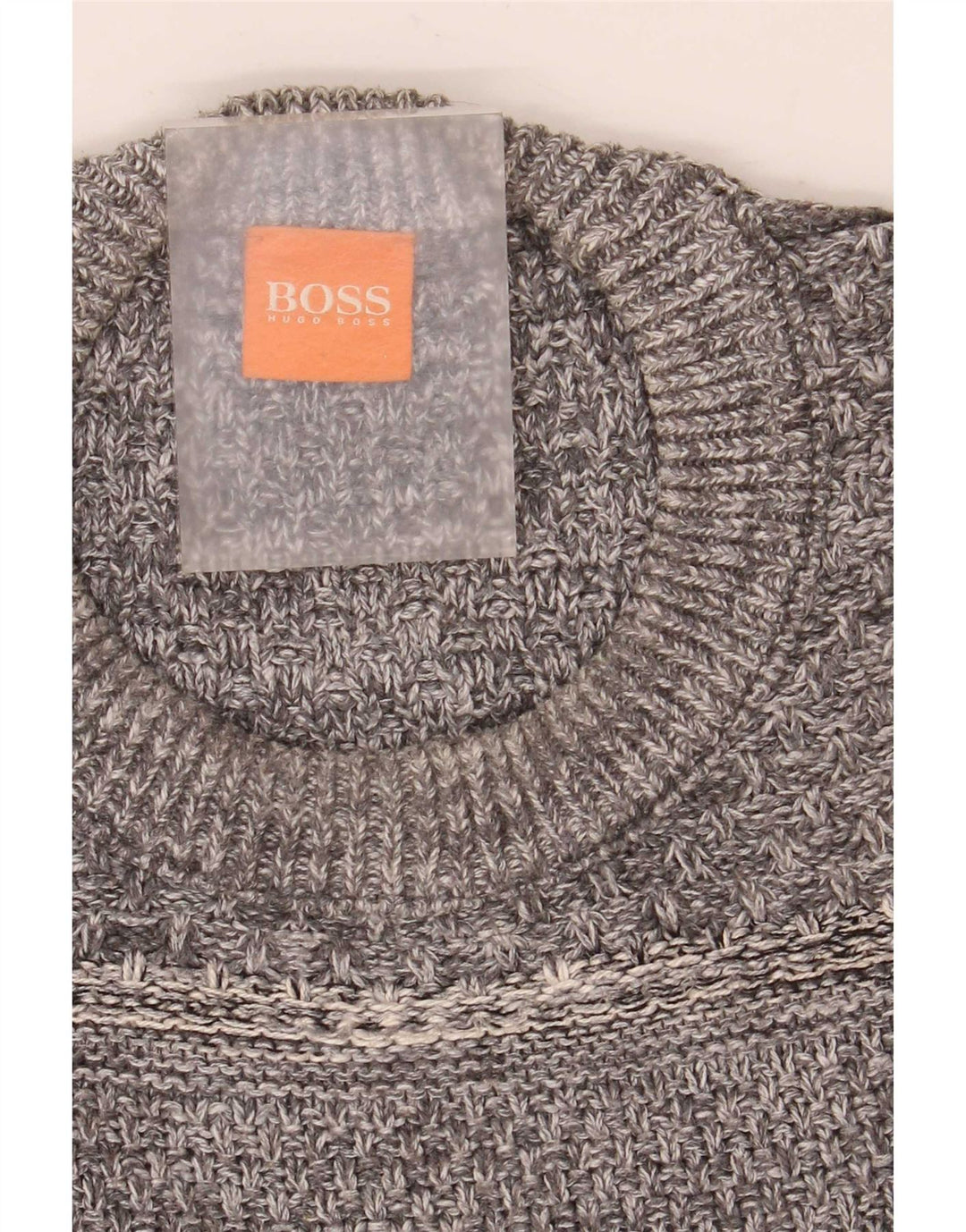 Hugo Boss Herren-Pullover mit Rundhalsausschnitt, groß, graue Baumwolle