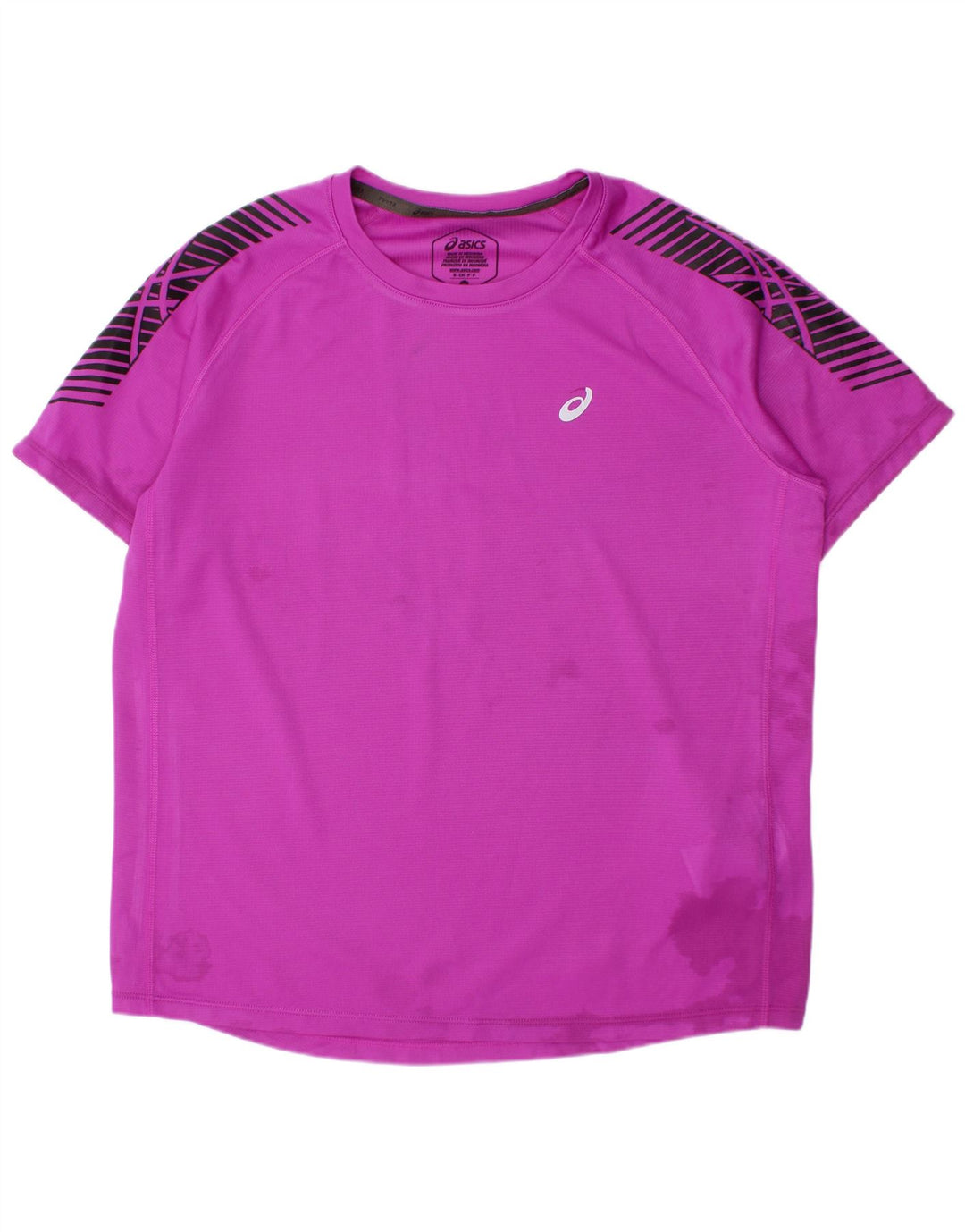 Asics T-Shirt für Jungen, 10–11 Jahre, klein, lila gestreift, Polyester