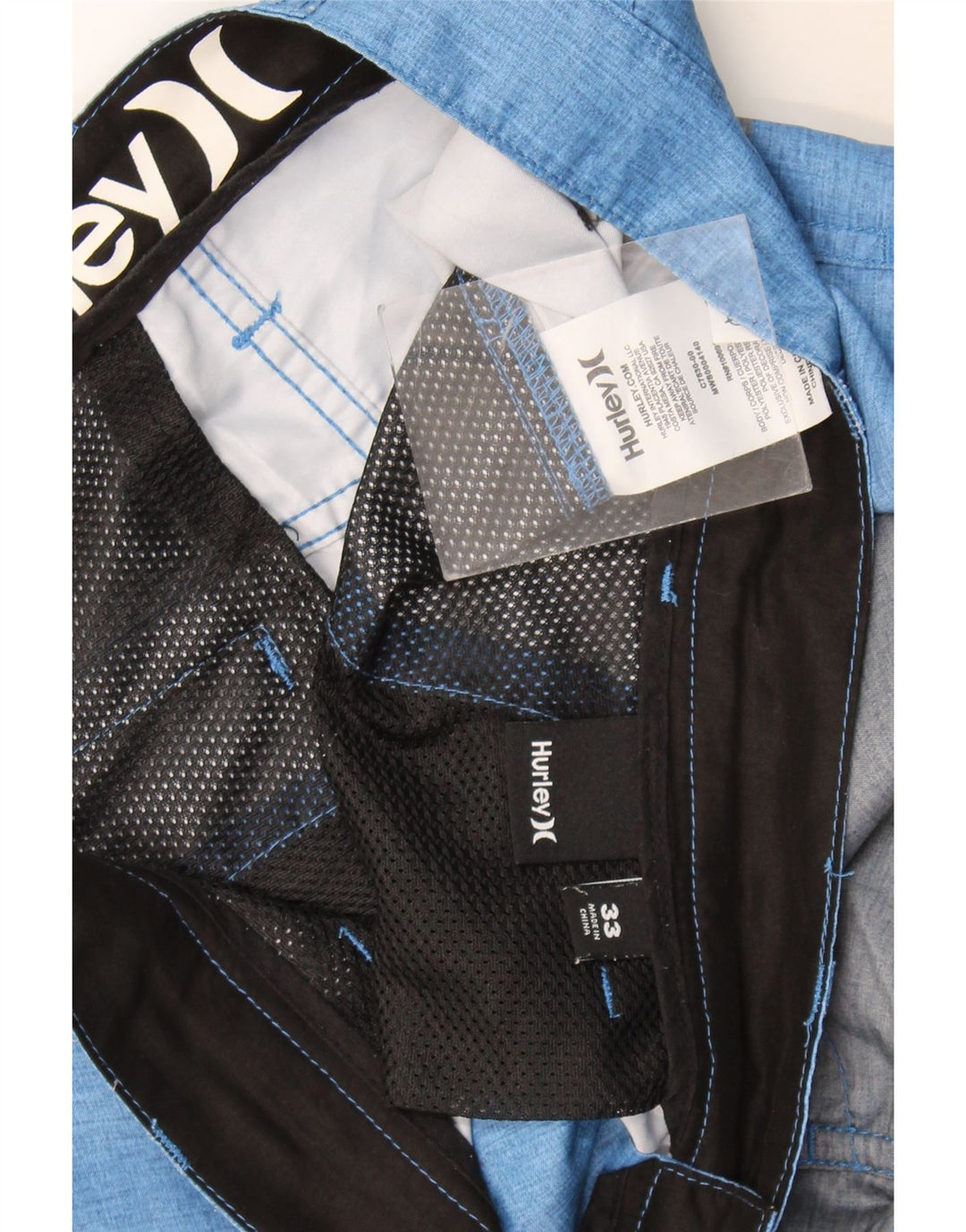 Hurley Herren-Chinoshorts W33 Mittelblau gestreift aus Polyester