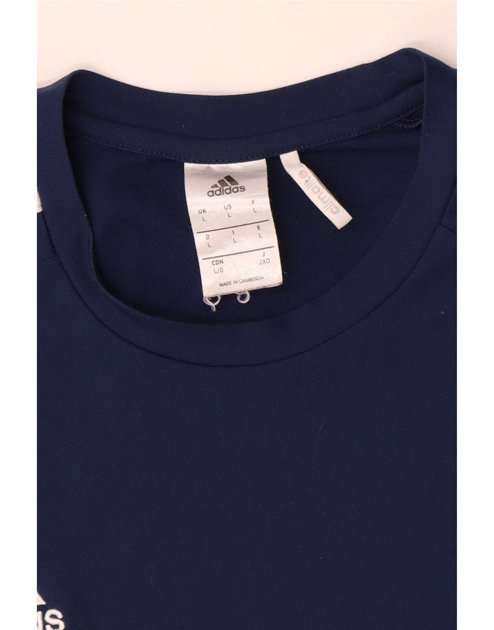 Adidas Herren Climalite T-Shirt Top Large Marineblau Colourblock Polyester