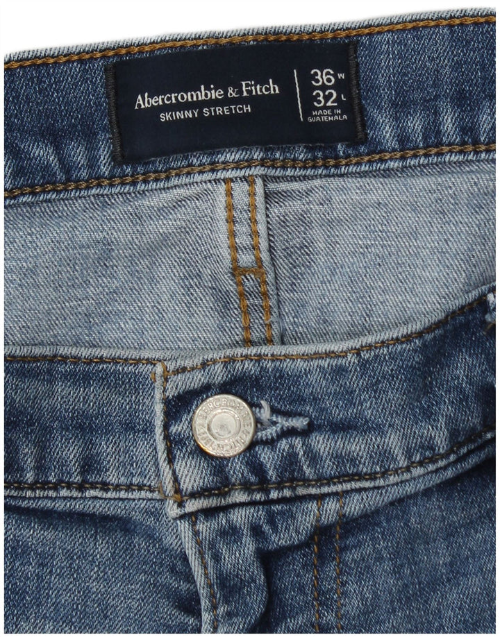 ABERCROMBIE & FITCH Herren-Stretch-Röhrenjeans W36 L32 Blaue Baumwolle
