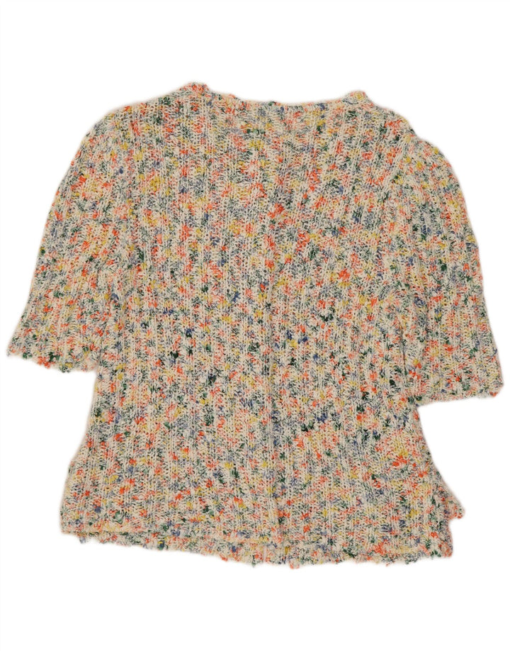 Vintage Damen Kurzarm-Cardigan-Pullover UK 8 Small Bunt