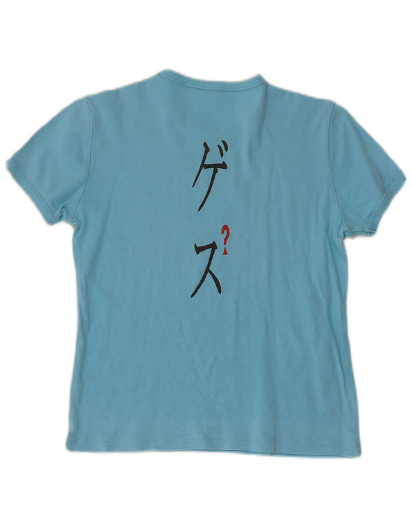 GUESS Grafik-T-Shirt-Oberteil für Mädchen, 13–14 Jahre, blaue Baumwolle