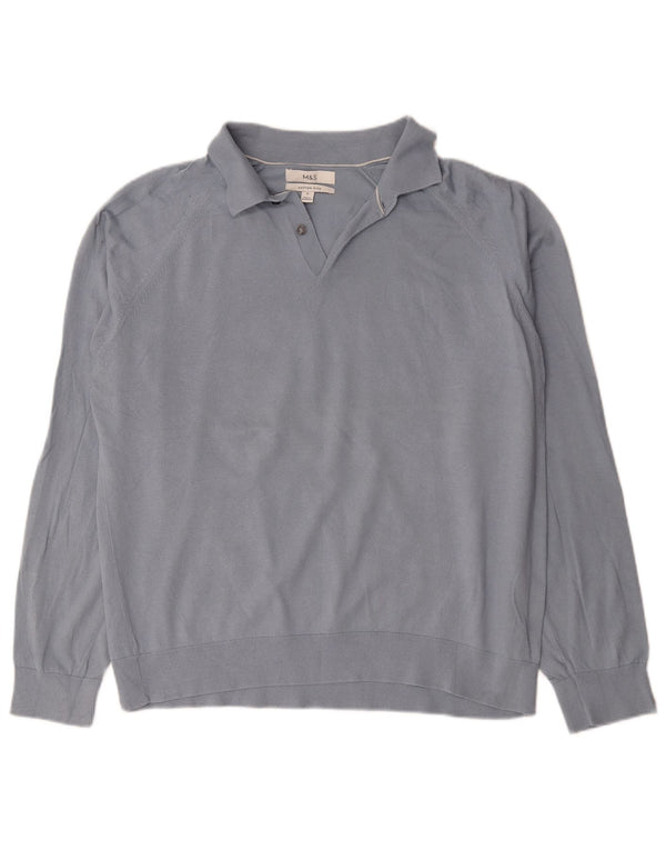 Marks & Spencer Herren Rollkragenpullover, Pullover, XL, Blau, Baumwolle