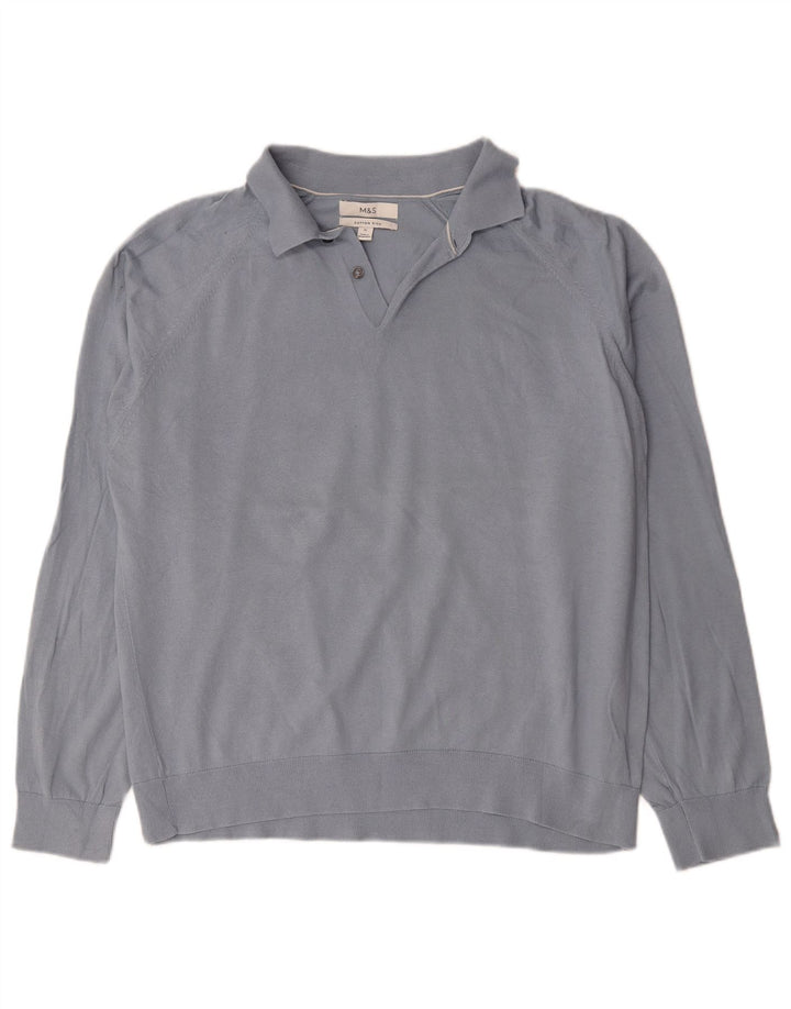 Marks & Spencer Herren Rollkragenpullover, Pullover, XL, Blau, Baumwolle