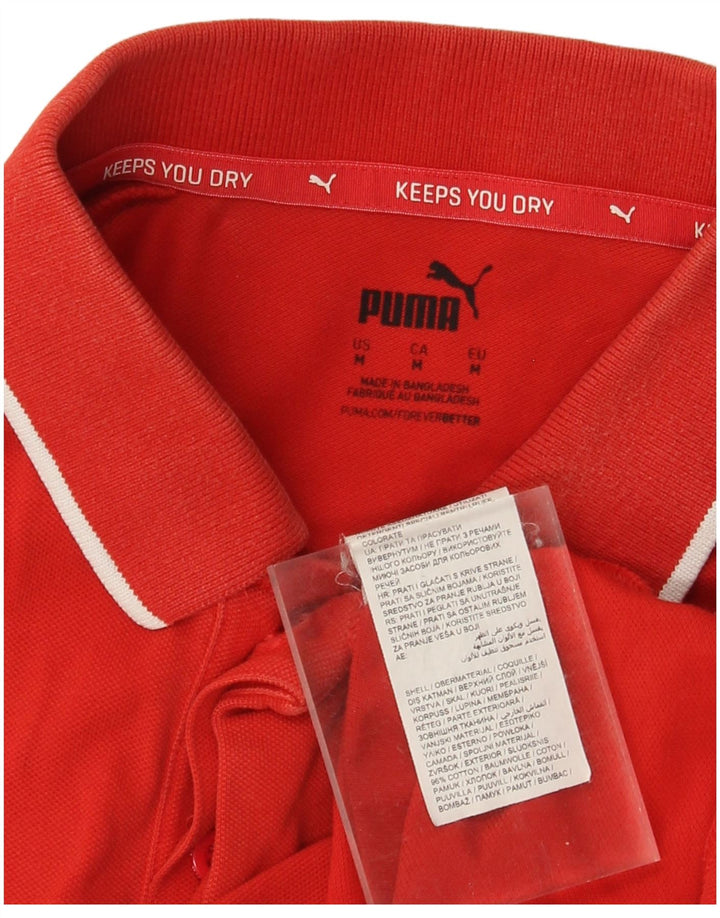 Puma Herren-Poloshirt mit Grafik, mittelrot, Baumwolle, Sport
