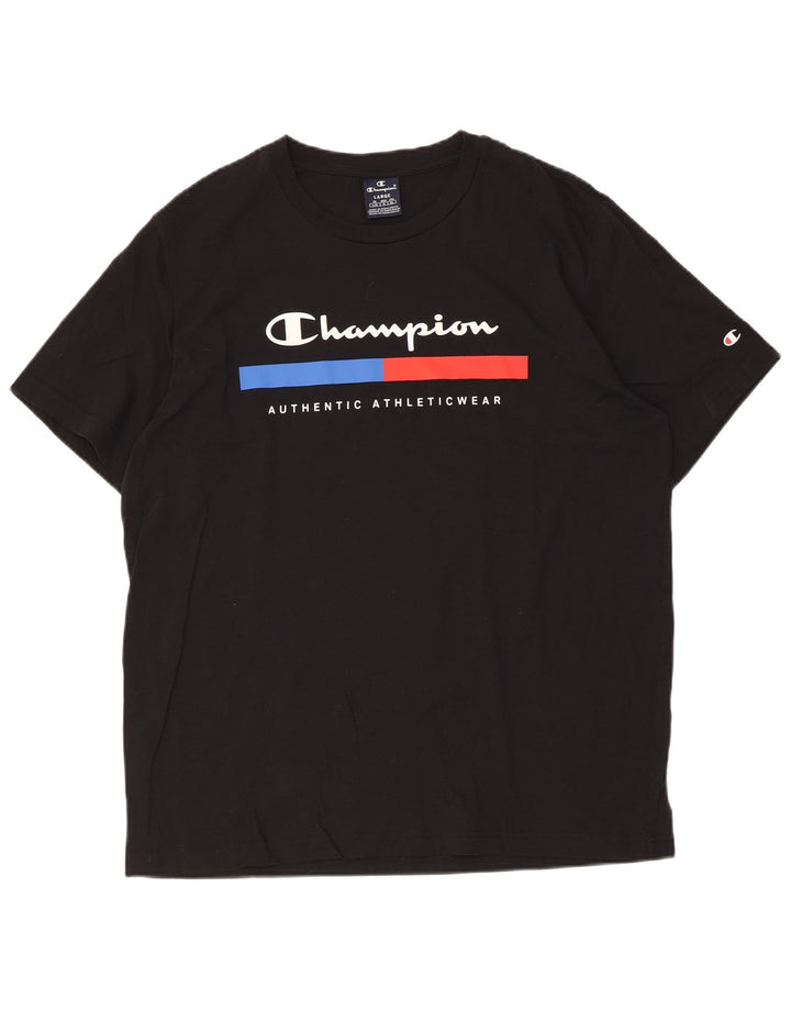 Champion Herren T-Shirt mit Grafik, Größe L, Schwarz