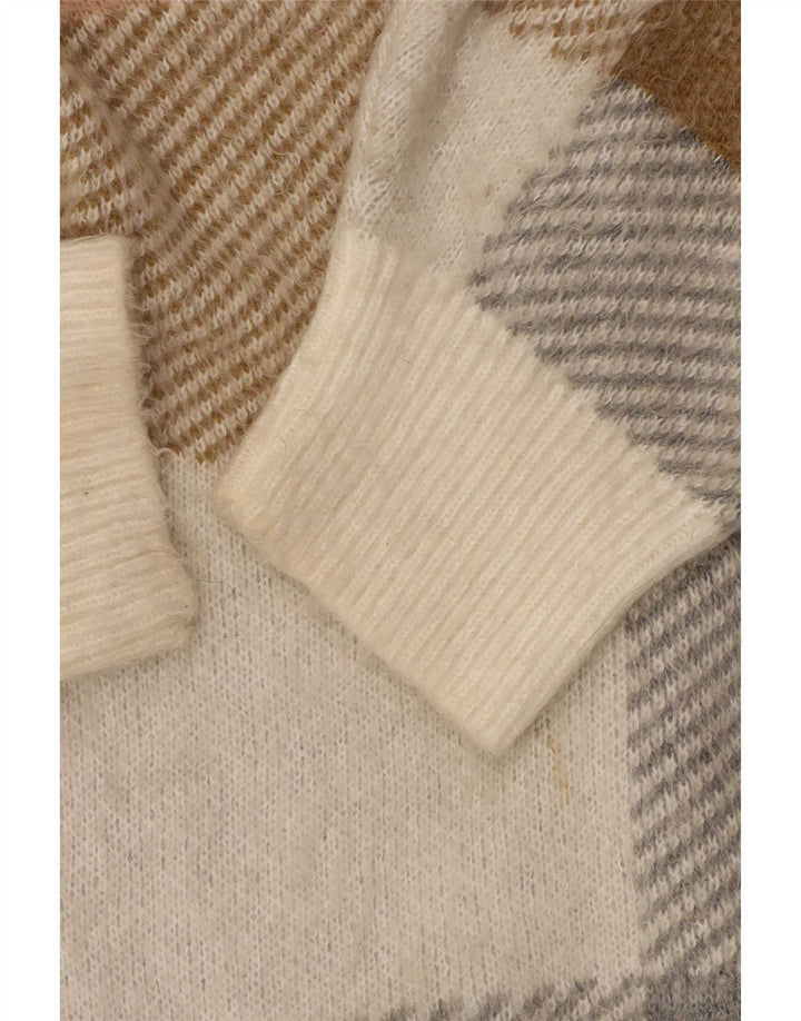 Topshop Damen-Strickjacke in Übergröße, Gr. 14, Mittelbeige, Karo, Acryl