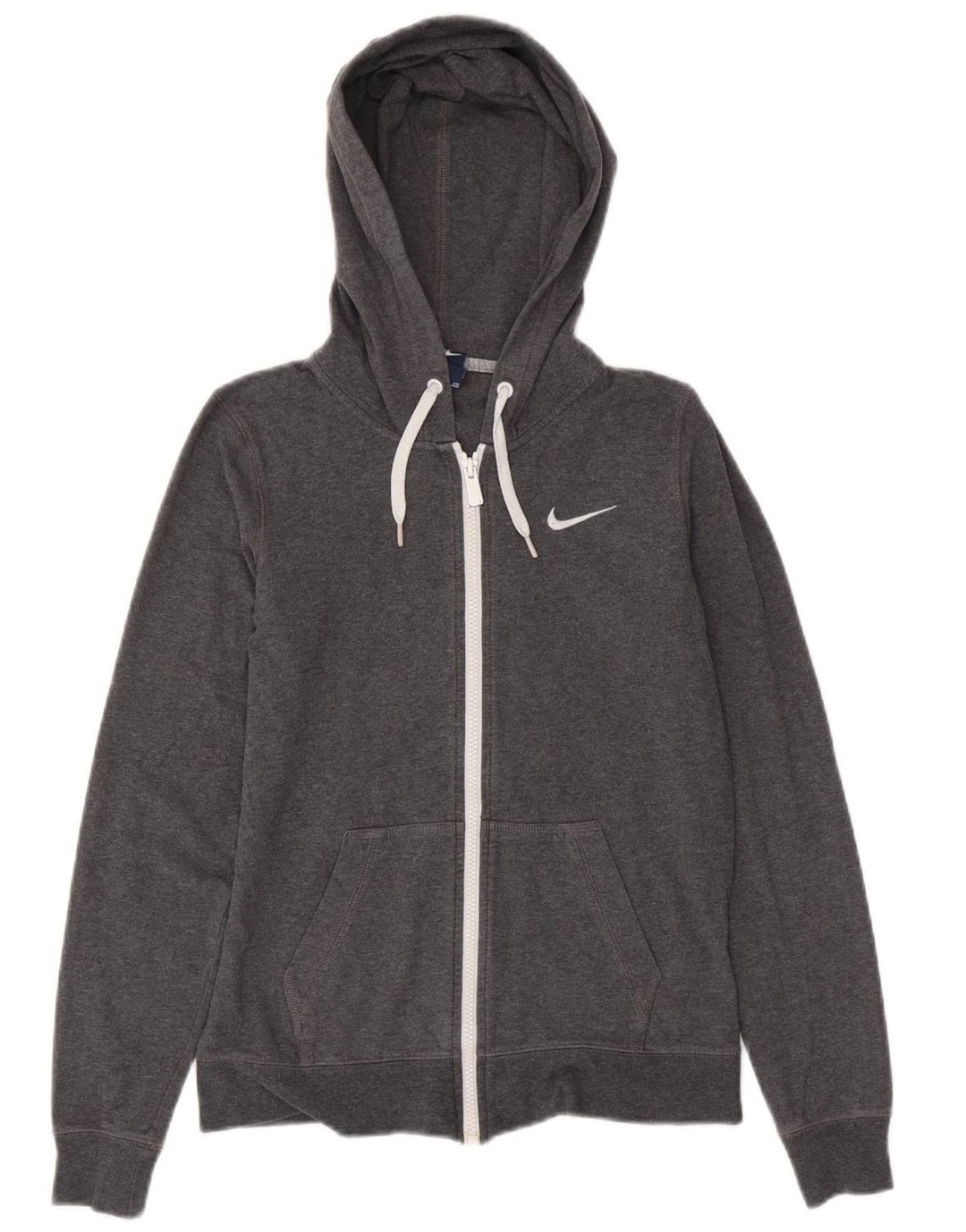 NIKE Damen-Kapuzenpullover mit Reißverschluss, Gr. 10, Größe S, Grau, Baumwolle