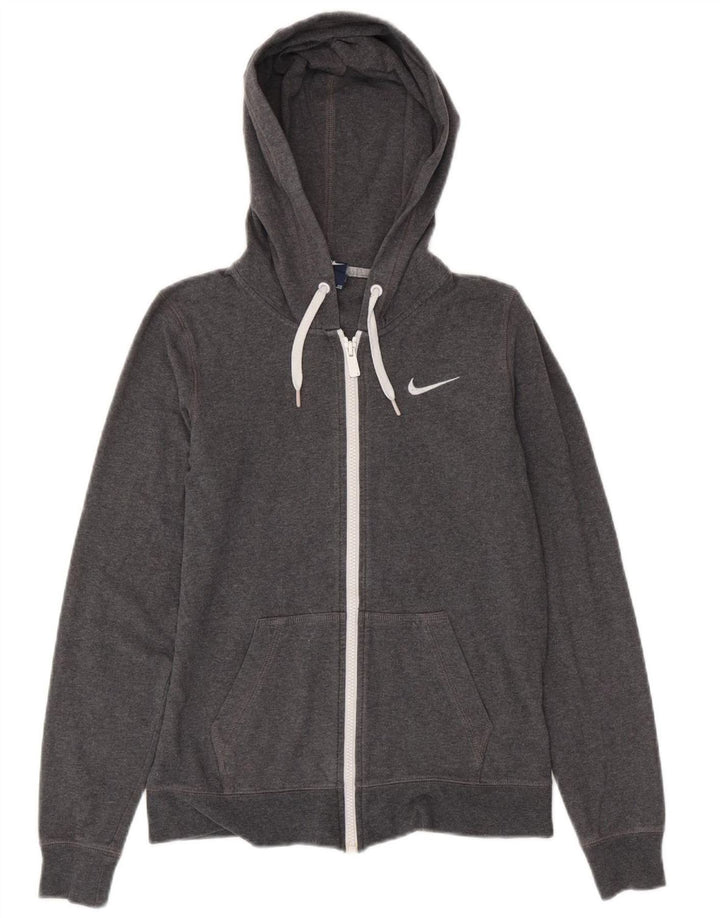 NIKE Damen-Kapuzenpullover mit Reißverschluss, Gr. 10, Größe S, Grau, Baumwolle