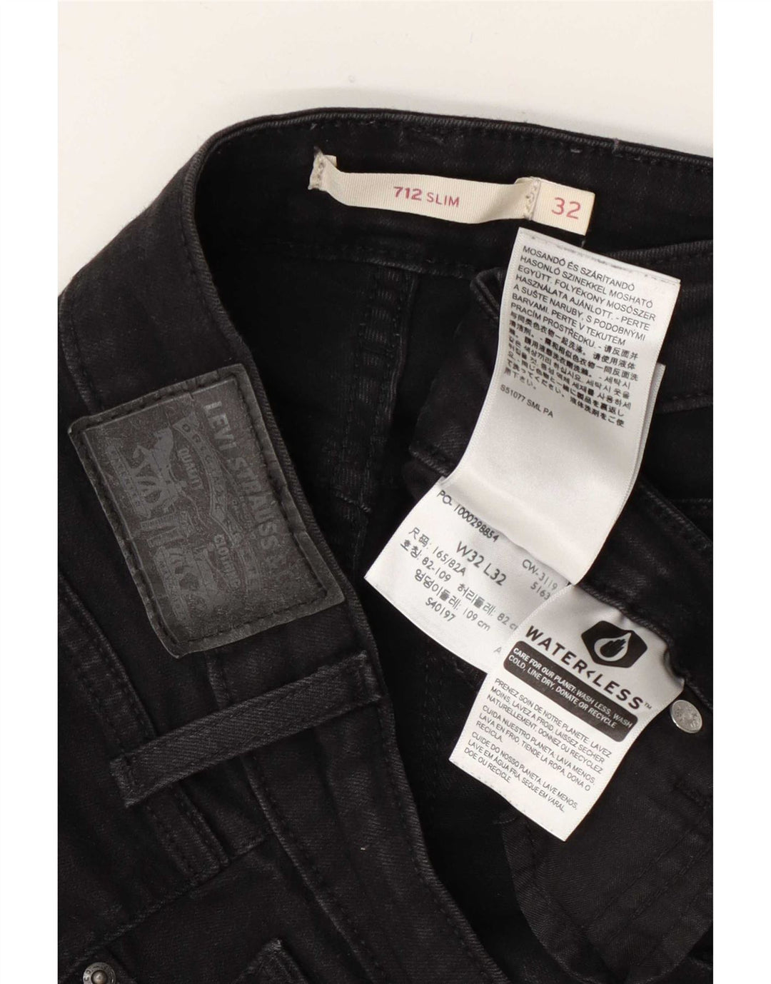 Levi's Damen 712 Slim Jeans W32 L32 Schwarze Baumwolle