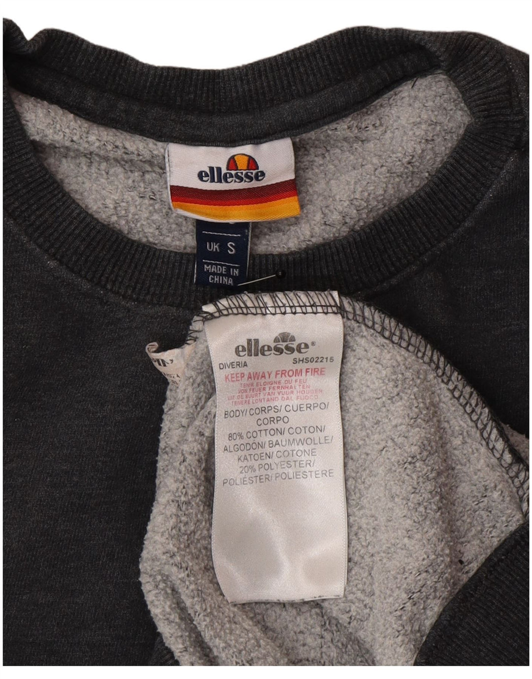 Ellesse Herren-Sweatshirt-Pullover, klein, graue Baumwolle