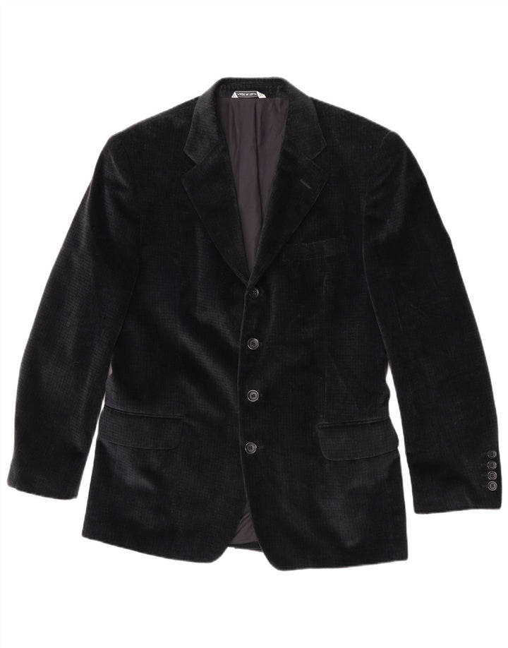 RETRO-Herren-Blazer mit 4 Knöpfen aus Samt, IT 48, mittelmarineblaue Baumwolle