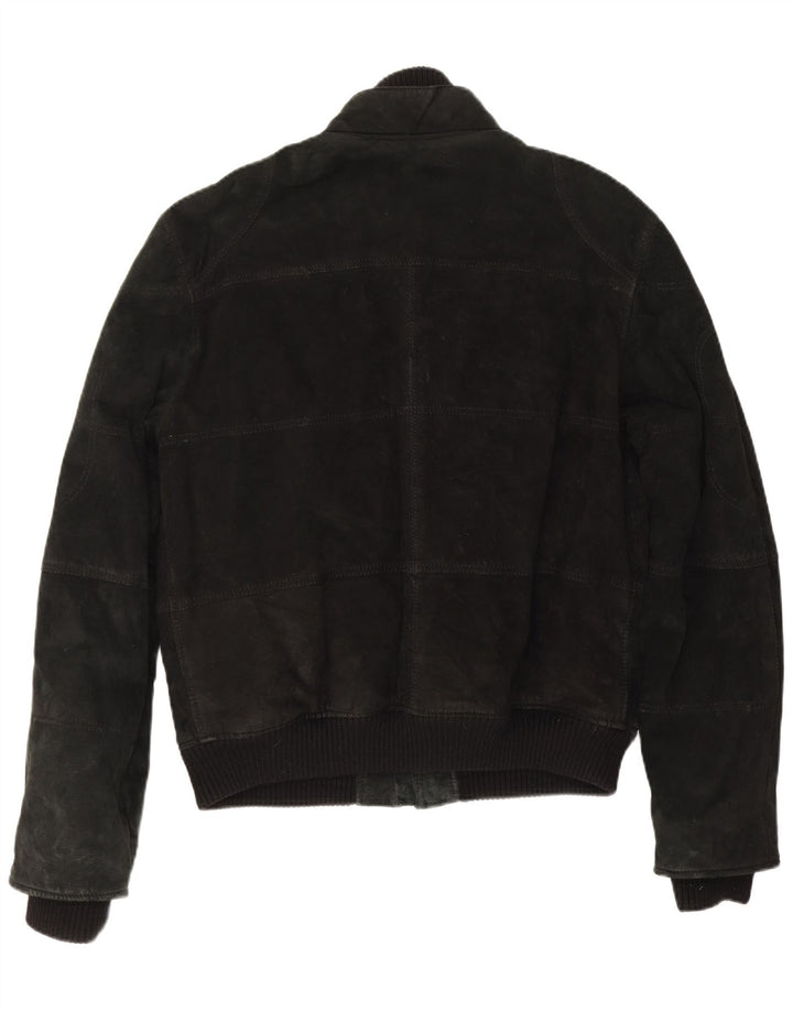 Vintage Herren Bomber Wildlederjacke UK 40 Großes schwarzes Leder