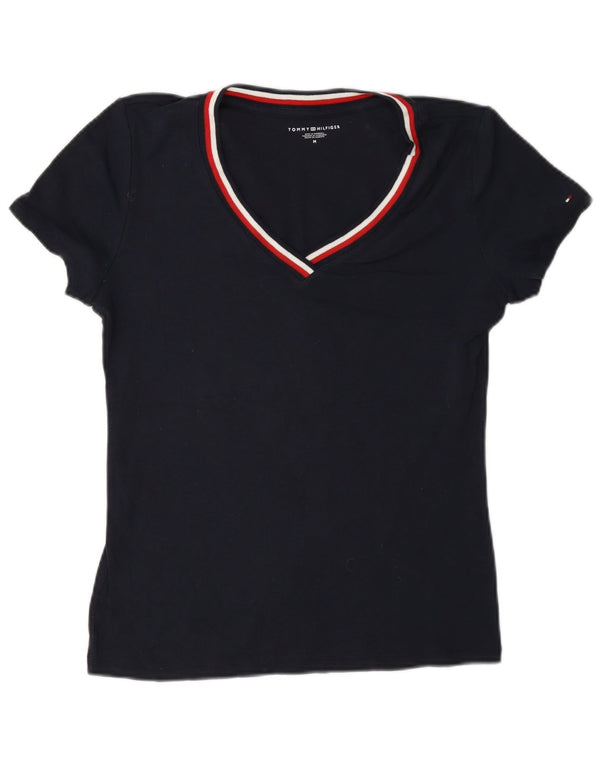 Tommy Hilfiger Damen T-Shirt Top UK 14 Medium Marineblau Baumwolle