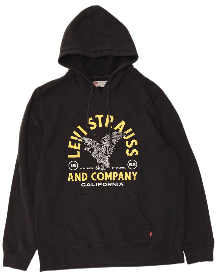 Levi's Herren-Pullover mit grafischem Kapuzenpullover, groß, aus schwarzer Baumwolle