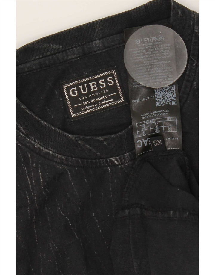 Guess Herren-Top, langärmelig, XS, schwarze Baumwolle