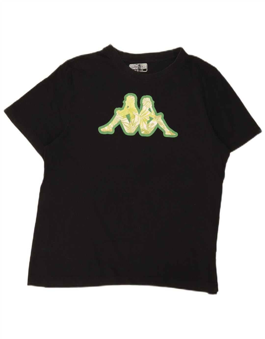 Kappa Womens Graphic T-Shirt Top UK 14 Mittelschwarze Baumwolle