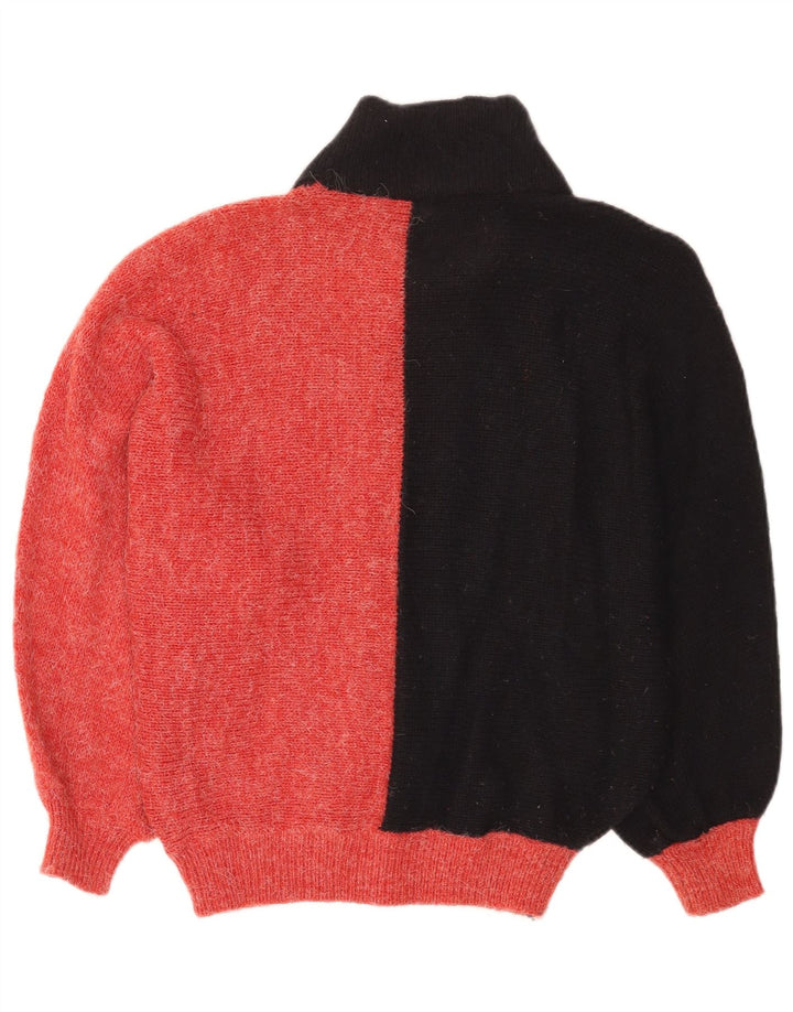 Vintage Damen Rollkragenpullover Pullover IT 42 Mittelroter Farbblock
